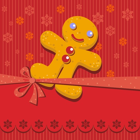Greeting with Gingerbread man Cookieのイラスト素材