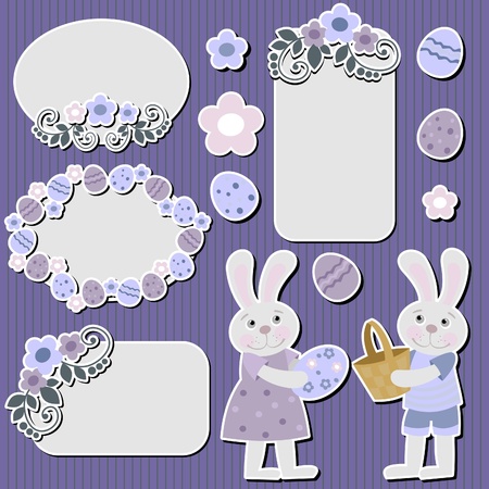 Easter bunny stickers and tagsのイラスト素材