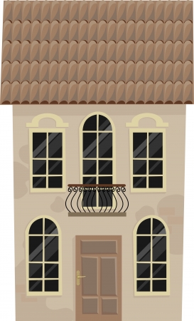 old house with a balcony,  illustrationのイラスト素材