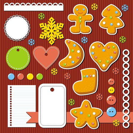 cute christmas elements for scrap-booking, illustrationのイラスト素材