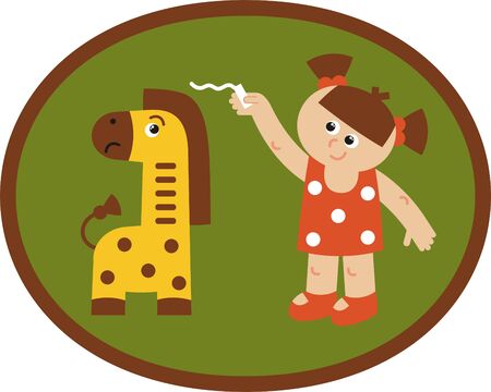 giraffe metr - vector illustration, animal giraffe lives in a zooのイラスト素材