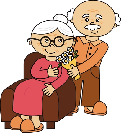 vector old lady and old manのイラスト素材
