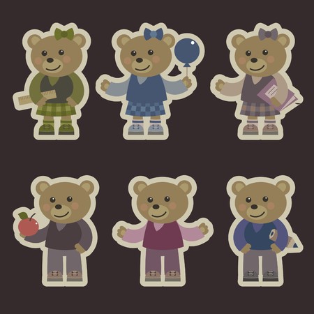 Set of stickers with bears.のイラスト素材