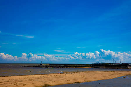 A white cloud near Ise bay in Yokkaichi wide shot
