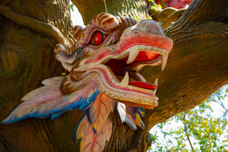 A big statue dragon at Suoi Tien park in Ho Chi Minh Vietnam closeupの写真素材
