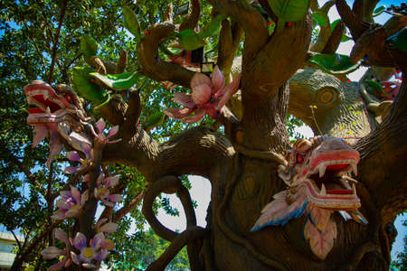 A big statue dragon at Suoi Tien park in Ho Chi Minh Vietnam closeup