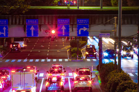 A night urban city street in Shinjuku long shot
