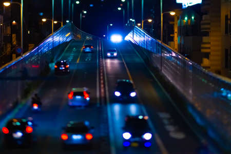 A night miniature downtown street in Tokyo tiltshiftの写真素材