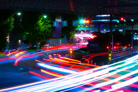 A night traffic jam at the downtown street in Tokyo
