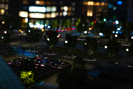 A night miniature cityscape in Marunouchi Tokyo tiltshiftの写真素材