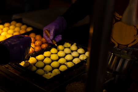 Grilled Takoyaki dumplings at Ningxia night market in Taipei
