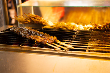 Grilled beef on the gridiron at Ningxia night market in Taipei