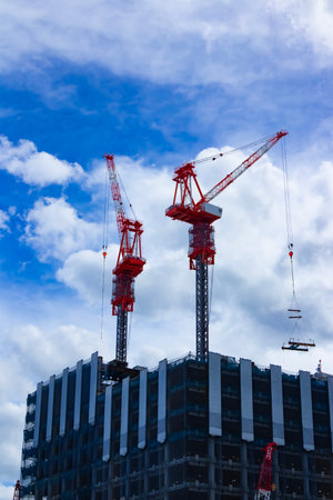 A cityscape of crane at the under construction in the business town