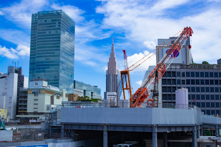 A cityscape of crane at the under construction in the business town