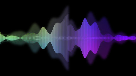 An illustration of neon colored waveform