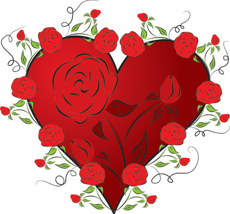 Heart with a rose, vector illustrationのイラスト素材