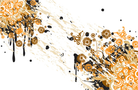 Grunge floral background, vector illustrationのイラスト素材