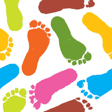Seamless pattern, prints of foots of the childの写真素材