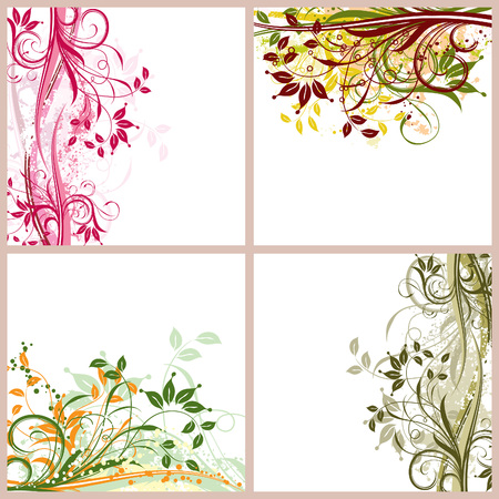 Grunge floral backgrounds, vector illustration のイラスト素材