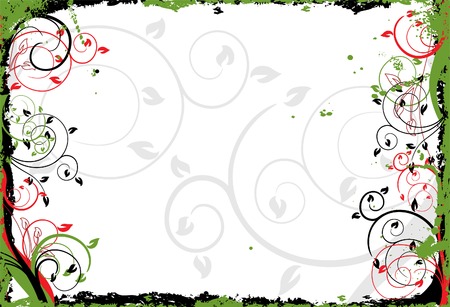 Floral grunge frame, vector illustration のイラスト素材