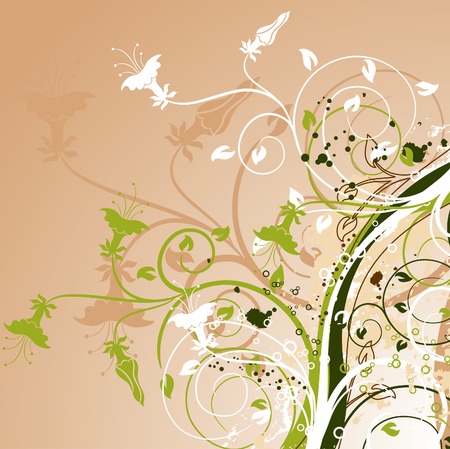 Grunge floral background, vector illustration のイラスト素材