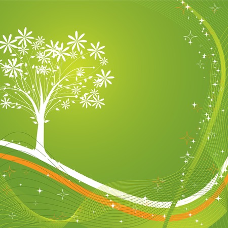 Decorative tree background, vector illustration のイラスト素材