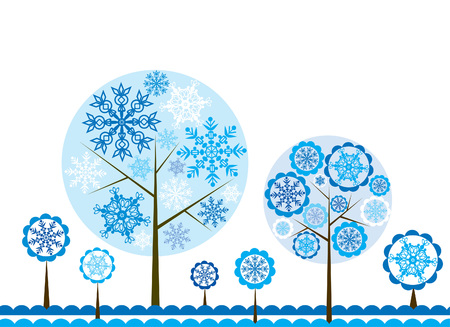 Tree winter background, vector illustration のイラスト素材