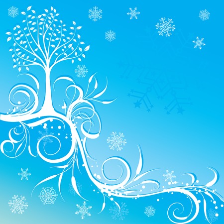 Tree winter background, vector illustration のイラスト素材
