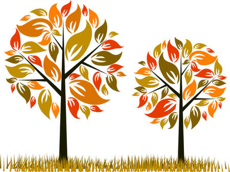 Tree autumn background, vector illustrationのイラスト素材