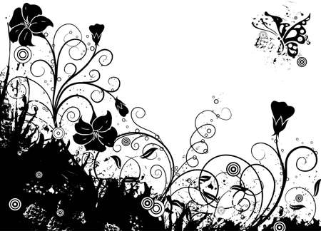 Floral grunge background, vector illustrationのイラスト素材