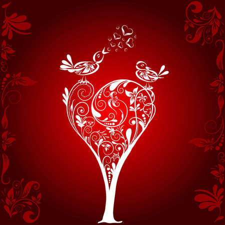 Valentines tree background, vector illustrationのイラスト素材