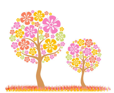 Tree spring background, vector illustrationのイラスト素材