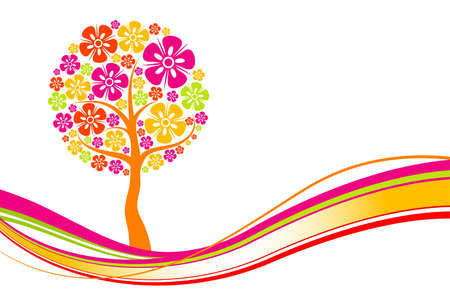 Tree spring background, vector illustrationのイラスト素材