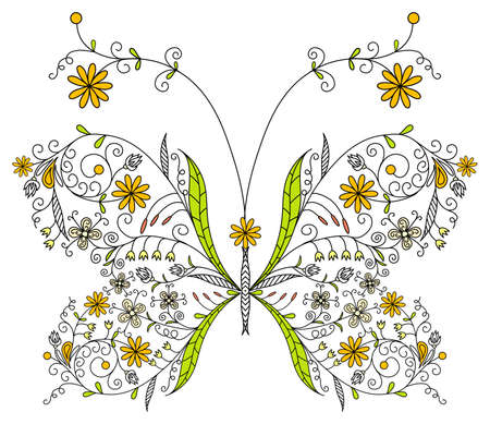 Floral butterfly, vector illustrationのイラスト素材