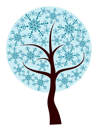 Decorative winter tree, vector illustrationのイラスト素材