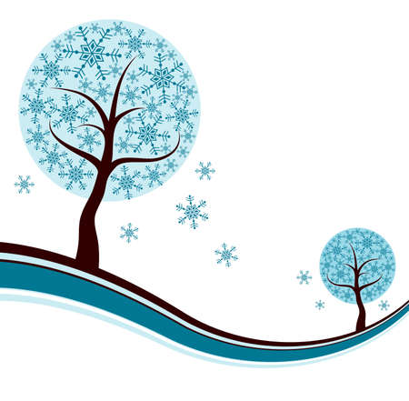 Decorative winter tree background, vector illustrationのイラスト素材