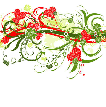 Valentines floral grunge background, vector illustrationのイラスト素材