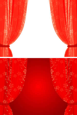 Vector curtain with floral pattern, illustration eps10.It is easy to change color of curtains.のイラスト素材