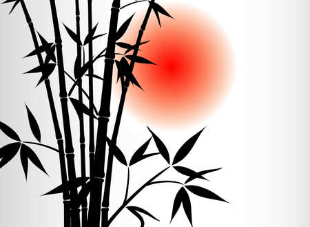 Bamboo background and sunのイラスト素材