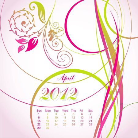 Vector floral calendar 2012, april, illustrationのイラスト素材