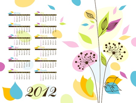 Abstract floral calendar 2012 のイラスト素材
