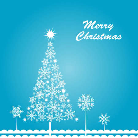 Template snowflake tree greeting card, vector illustrationのイラスト素材