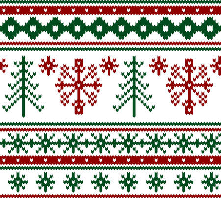 Seamless knitted christmas pattern, vector illustrationのイラスト素材