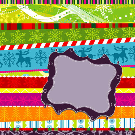 Scrapbook christmas patterns greeting card for design, vector illustrationのイラスト素材