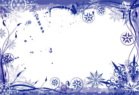 Winter grunge floral frame, vector illustrationのイラスト素材