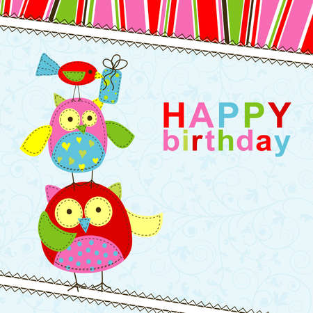 Template birthday greeting card, vector illustrationのイラスト素材