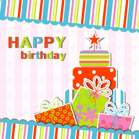 Template birthday greeting card, vector illustrationのイラスト素材