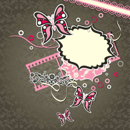 Template greeting card, scrap vector illustrationのイラスト素材