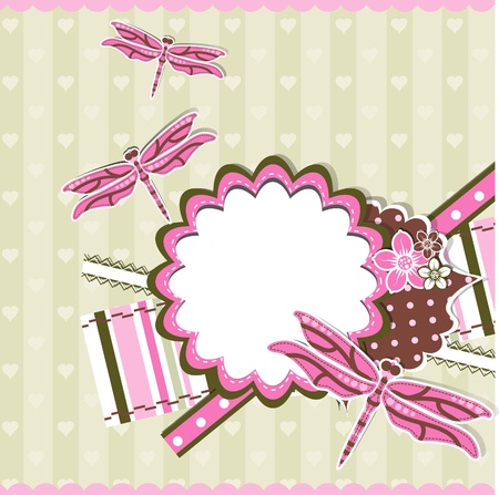 Template greeting card, scrap vector illustrationのイラスト素材