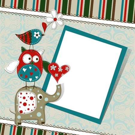 Template greeting card, vector scrap illustrationのイラスト素材